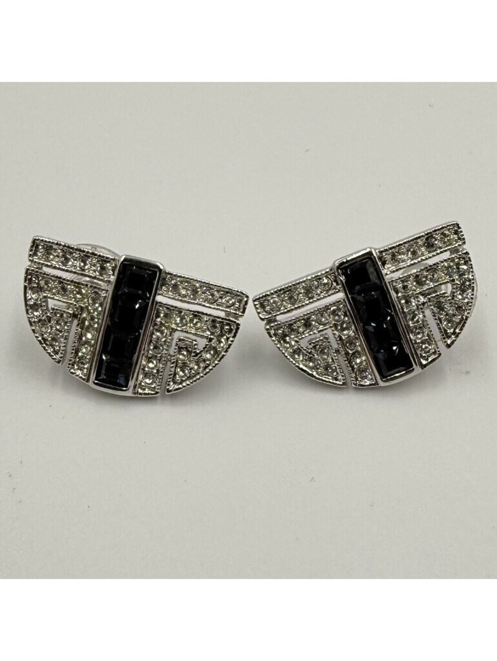 Camrose & Kross JBK Silver Gorgeous Blue & Clear CZ Half Earrings Circle